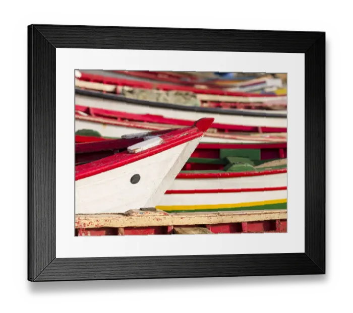 Framed Print : Colorful traditional fishing boats at the historic waterfront Framed Print : Colorful traditional fishing boats at the historic waterfront