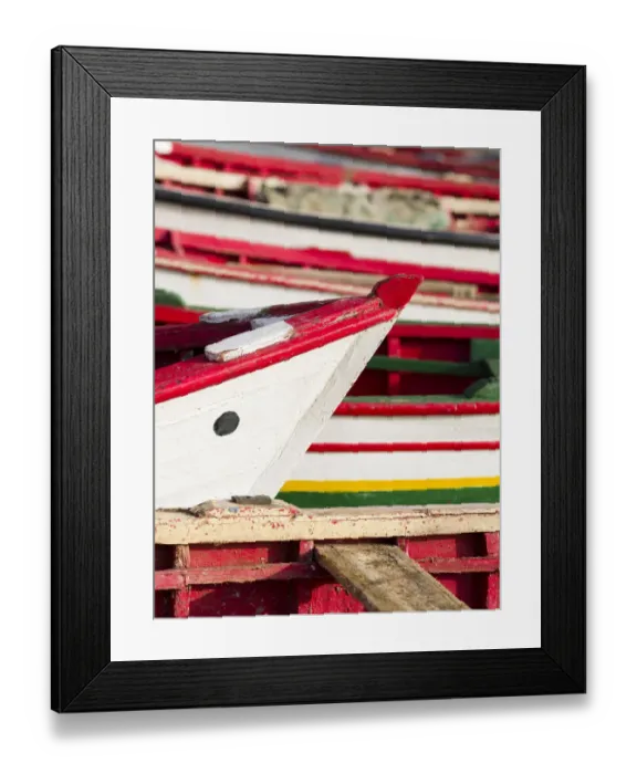 Framed Print : Colorful traditional fishing boats at the historic waterfront