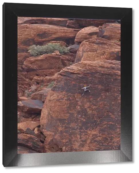 Rock climber at Red Rock Canyon, Las Vegas, Nevada