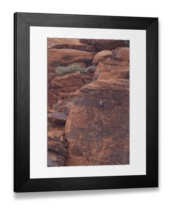 Framed Print : Rock climber at Red Rock Canyon, Las Vegas, Nevada