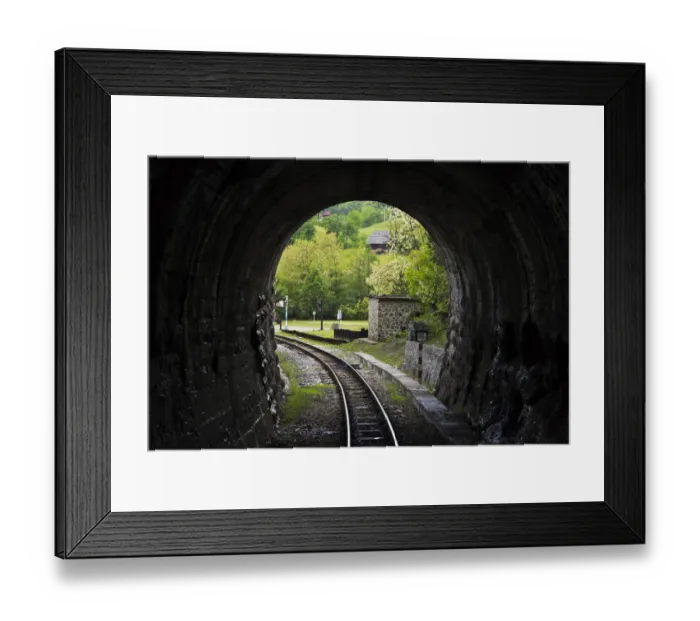 Framed Print : Narrow-gauge heritage railway track for the Sargan Eight train running through a tunnel Framed Print : Narrow-gauge heritage railway track for the Sargan Eight train running through a tunnel