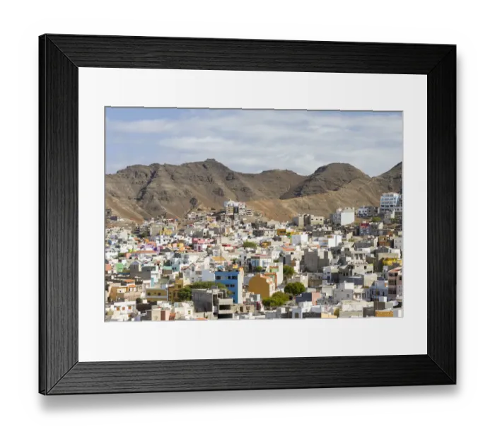 Framed Print : City view. City Mindelo, a seaport on the island Sao Vicente, Cape Verde. Africa Framed Print : City view. City Mindelo, a seaport on the island Sao Vicente, Cape Verde. Africa
