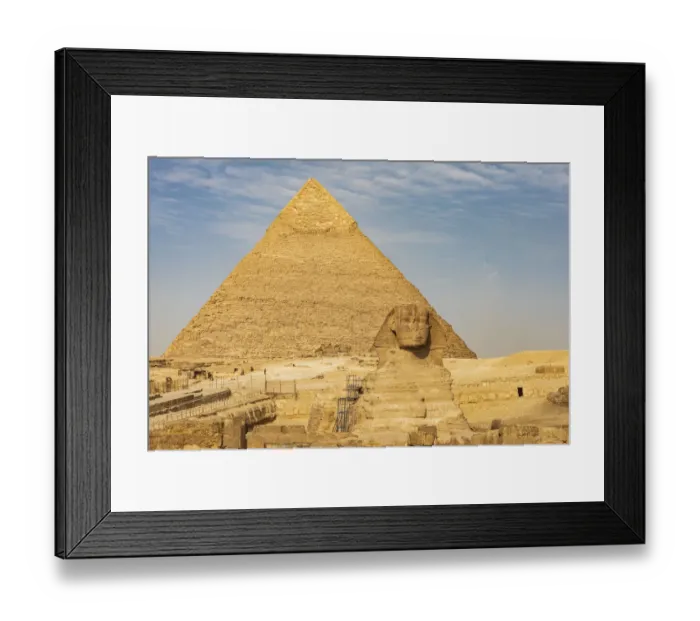 Framed Print : Africa, Egypt, Cairo. Giza plateau. Great Sphinx of Giza in front of the Pyramid of Framed Print : Africa, Egypt, Cairo. Giza plateau. Great Sphinx of Giza in front of the Pyramid of