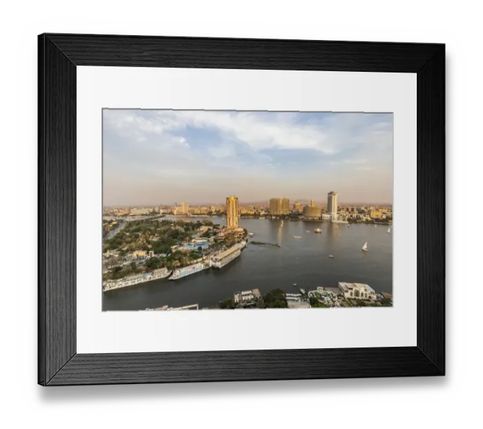 Framed Print : Africa, Egypt. Cairo. View of downtown Cairo and the Nile River Framed Print : Africa, Egypt. Cairo. View of downtown Cairo and the Nile River