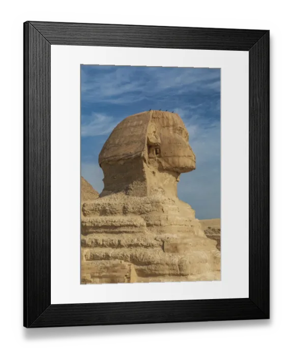 Framed Print : Africa, Egypt, Cairo. Giza plateau. Great Sphinx of Giza in front of the Great Pyramid of Framed Print : Africa, Egypt, Cairo. Giza plateau. Great Sphinx of Giza in front of the Great Pyramid of