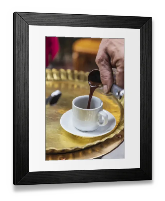 Framed Print : Africa, Egypt, Cairo. Egyptian coffee being served traditionally at a coffee shop in Framed Print : Africa, Egypt, Cairo. Egyptian coffee being served traditionally at a coffee shop in