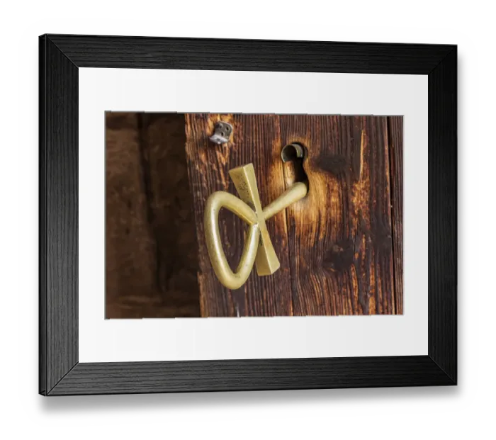 Framed Print : Africa, Egypt, Abu Simbel. A key to a temple door in the shape of an Ankh