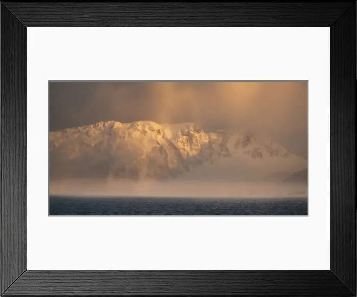 Framed Print : Antarctica, South Georgia Island, Bay of Isles. Sunrise panoramic of fog on mountain Framed Print : Antarctica, South Georgia Island, Bay of Isles. Sunrise panoramic of fog on mountain