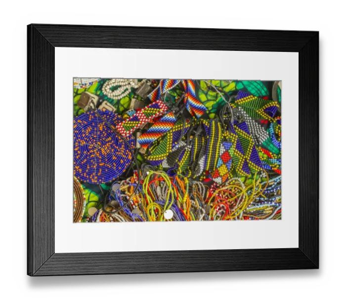 Framed Print : Africa, Tanzania. Display of Msai bead crafts. Credit as Framed Print : Africa, Tanzania. Display of Msai bead crafts. Credit as