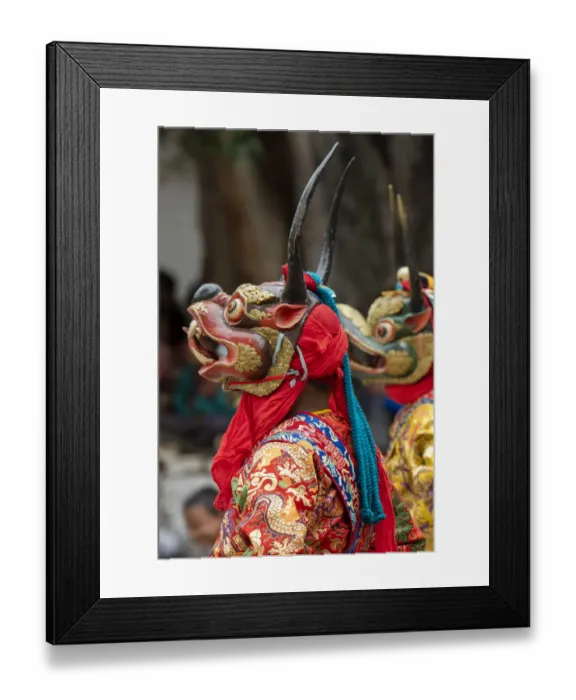 Framed Print : Bhutan, Punakha Dzong. Punakha Drubchen Festival, masked dancers Framed Print : Bhutan, Punakha Dzong. Punakha Drubchen Festival, masked dancers