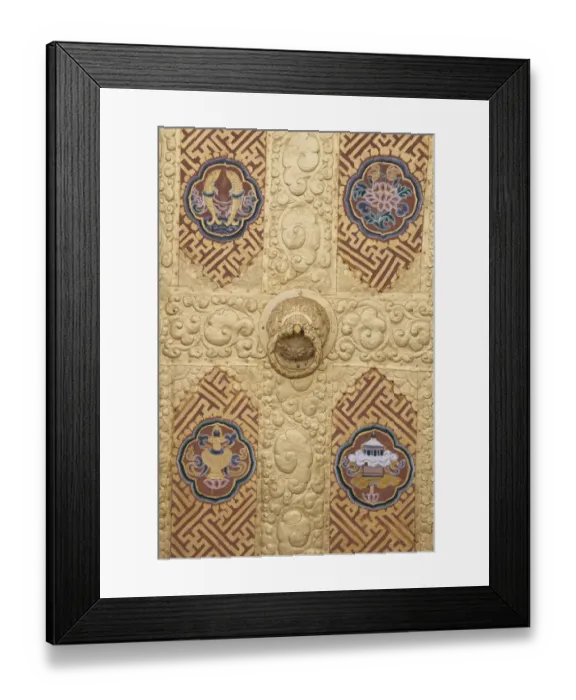 Framed Print : Bhutan. Ornate golden door detail Framed Print : Bhutan. Ornate golden door detail