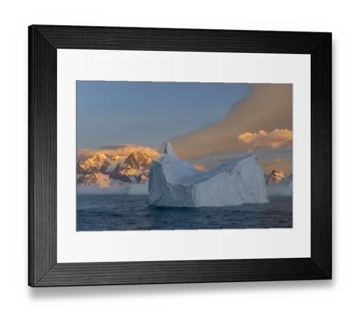 Framed Print : Antarctica, South Georgia Island, Coopers Bay. Iceberg and mountains at sunrise Framed Print : Antarctica, South Georgia Island, Coopers Bay. Iceberg and mountains at sunrise