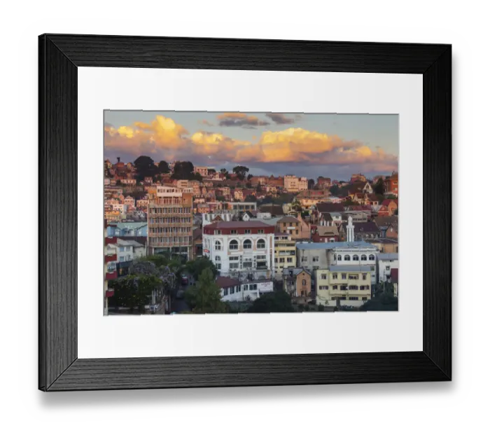 Framed Print : Madagascar, Antananarivo. Sunset over the city