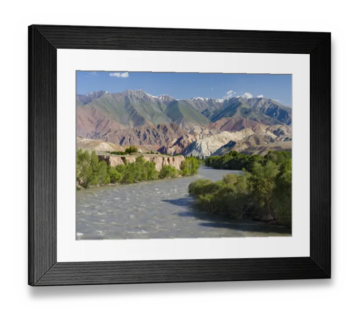 Framed Print : Valley of river Suusamyr in the Tien Shan Mountains west of Ming-Kush, Kyrgyzstan