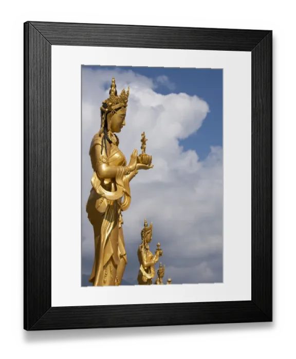Framed Print : Bhutan, Thimphu. Kuensel Phodrang, aka Buddha Point, Golden Bodhisattva statues