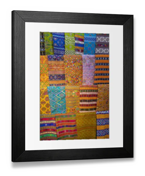 Framed Print : Bhutan, Thimphu. Traditional colorful and ornate hand woven textiles Framed Print : Bhutan, Thimphu. Traditional colorful and ornate hand woven textiles