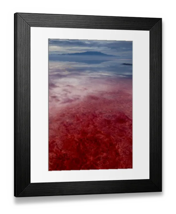 Framed Print : Africa, Tanzania, Enhanced contrast aerial view of patterns of red algae