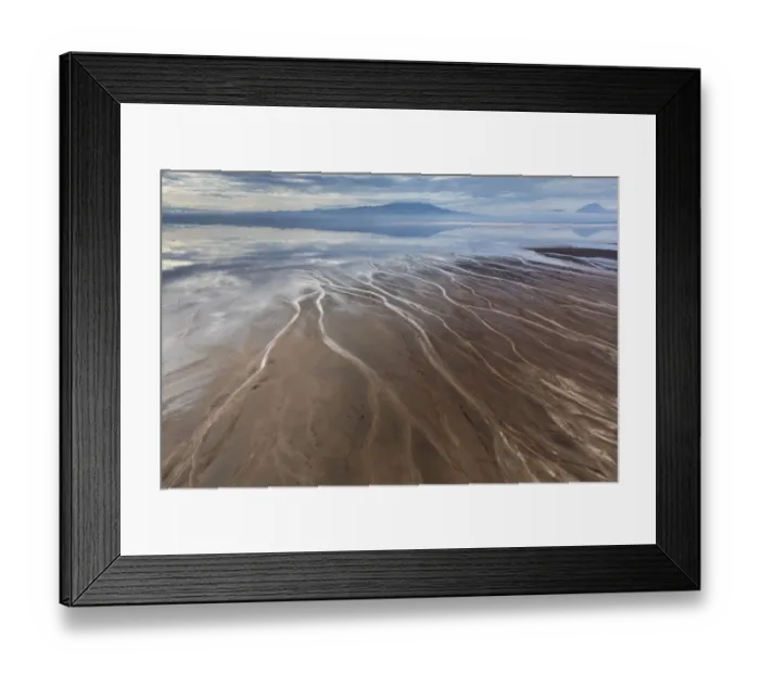 Framed Print : Africa, Tanzania, Aerial view of streams winding along shore of Lake Natron Framed Print : Africa, Tanzania, Aerial view of streams winding along shore of Lake Natron