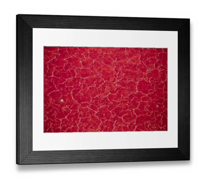 Framed Print : Africa, Tanzania, Aerial view of patterns of red algae and salt formations in shallow