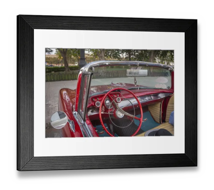 Framed Print : Interior view of red 57 Chevrolet Bel Air convertible in Habana, Havana, Cuba Framed Print : Interior view of red 57 Chevrolet Bel Air convertible in Habana, Havana, Cuba