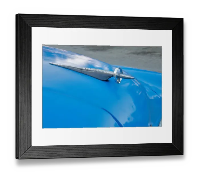 Framed Print : Detail of hood ornament on blue classic American Buick car in Habana, Havana, Cuba Framed Print : Detail of hood ornament on blue classic American Buick car in Habana, Havana, Cuba