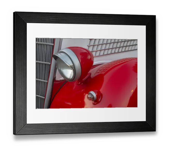 Framed Print : Detail of head lamp on red classic American Ford in Habana, Havana, Cuba Framed Print : Detail of head lamp on red classic American Ford in Habana, Havana, Cuba