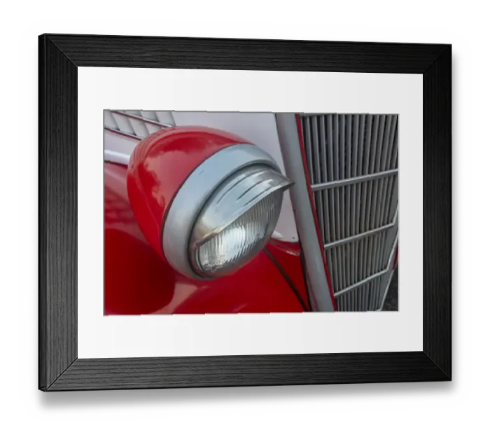 Framed Print : Detail of head light and grill on red classic American Ford in Habana, Havana, Cuba Framed Print : Detail of head light and grill on red classic American Ford in Habana, Havana, Cuba