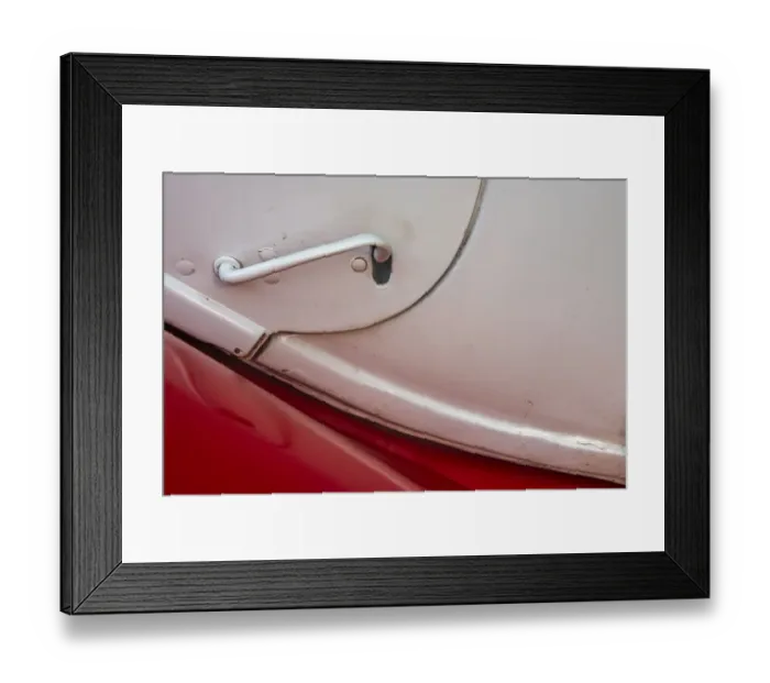 Framed Print : Detail of red and white classic American Ford in Habana, Havana, Cuba Framed Print : Detail of red and white classic American Ford in Habana, Havana, Cuba