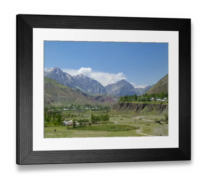 Framed Print : Landscape along the Pamir Highway. The mountain range Tian Shan or Heavenly Mountains