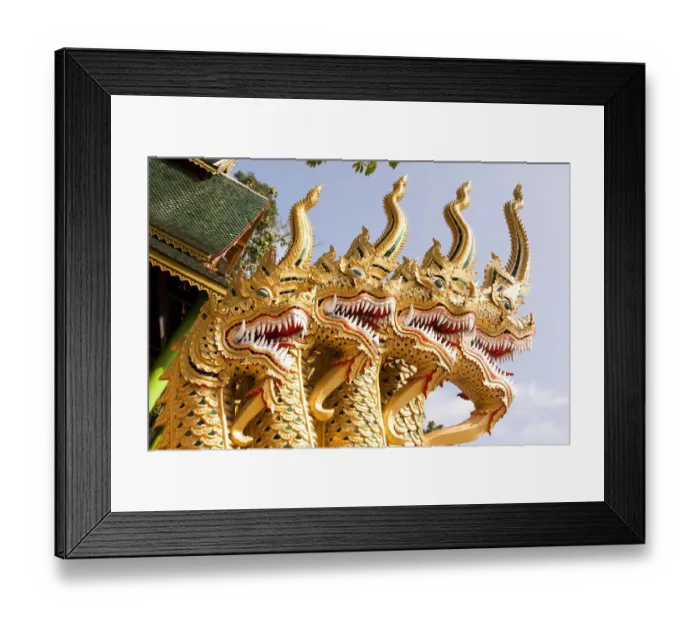 Framed Print : Thailand. Golden dragons at a temple Framed Print : Thailand. Golden dragons at a temple