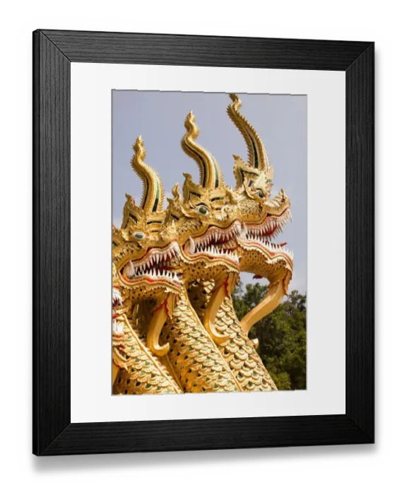 Framed Print : Thailand. Golden dragons at a temple