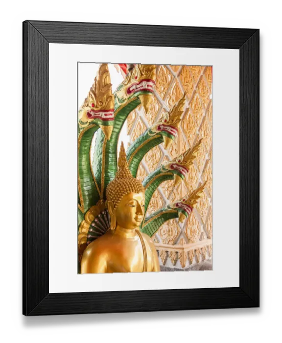 Framed Print : Thailand, Buddha statue surrounded by dragons Framed Print : Thailand, Buddha statue surrounded by dragons