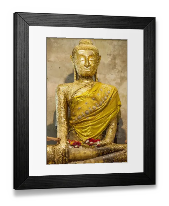 Framed Print : Thailand, Samut Songkhram Province, Amphawa District. Buddha statue covered with gold Framed Print : Thailand, Samut Songkhram Province, Amphawa District. Buddha statue covered with gold