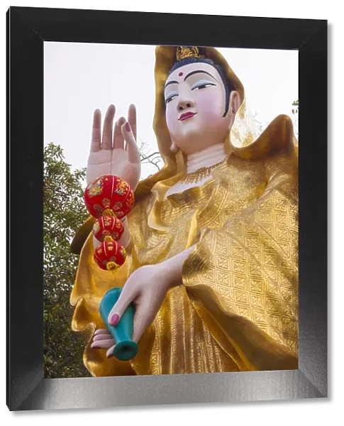 Thailand, Chonburi Province, Khao Sam Muk Shrine. Statue of Sam Muk