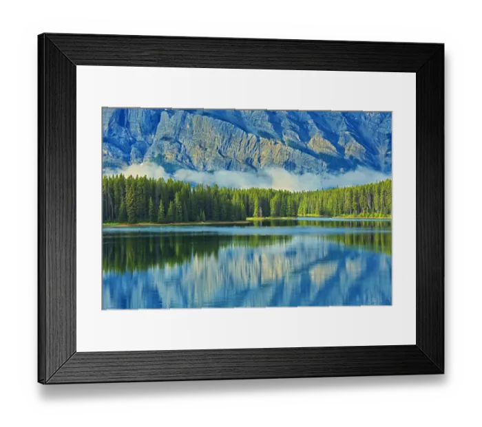 Framed Print : Canada, Alberta, Banff National Park. Reflection of Mt. Rundle in Two Jack Lake