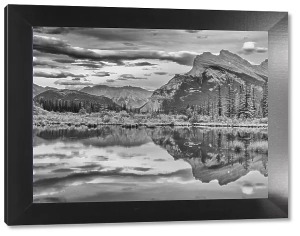 Canada, Alberta, Banff National Park. Mt. Rundle reflected in Vermillion Lakes