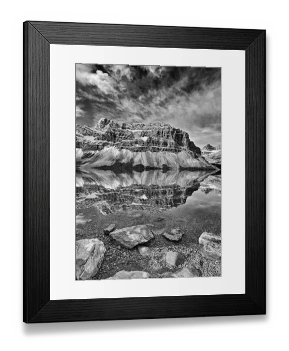 Framed Print : Canada, Alberta, Banff National Park. Bow Lake and Crowfoot Mountain landscape