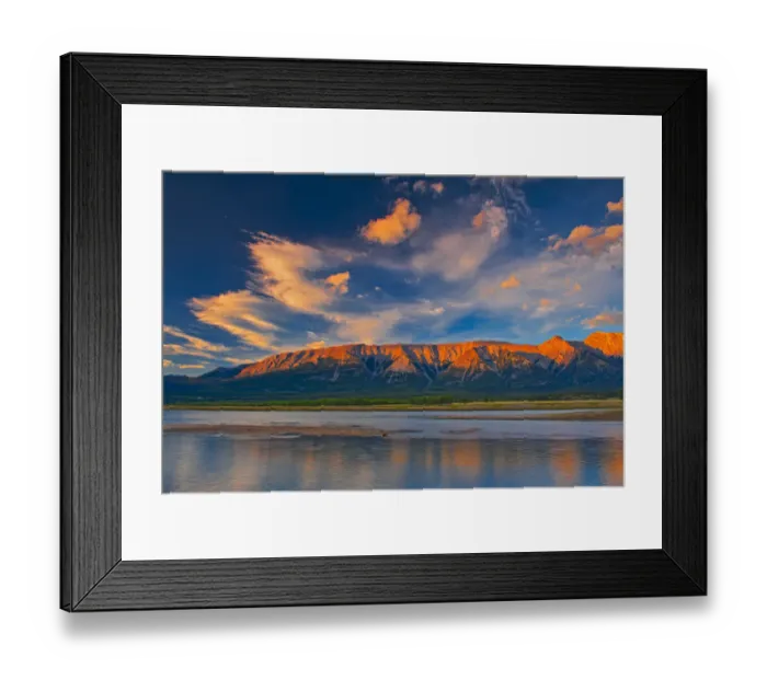 Framed Print : Canada, Alberta. Canadian Rocky Mountains and Abraham Lake at sunrise