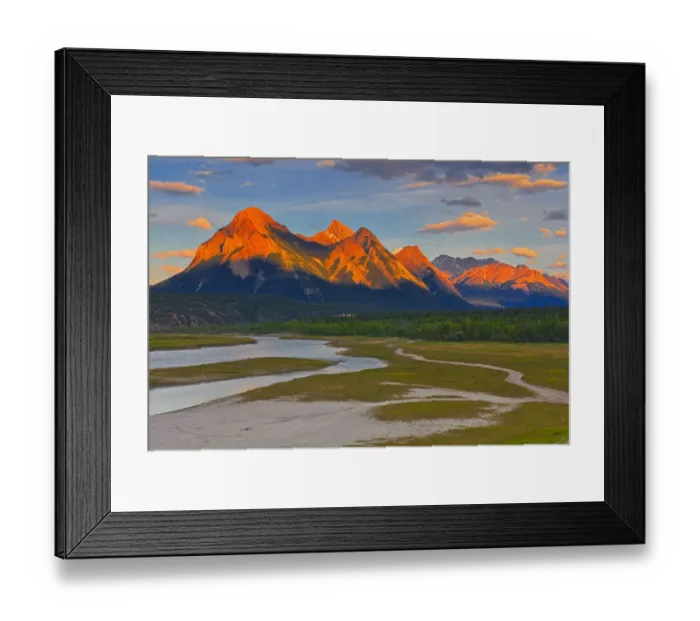 Framed Print : Canada, Alberta. Canadian Rocky Mountains and Abraham Lake at sunrise