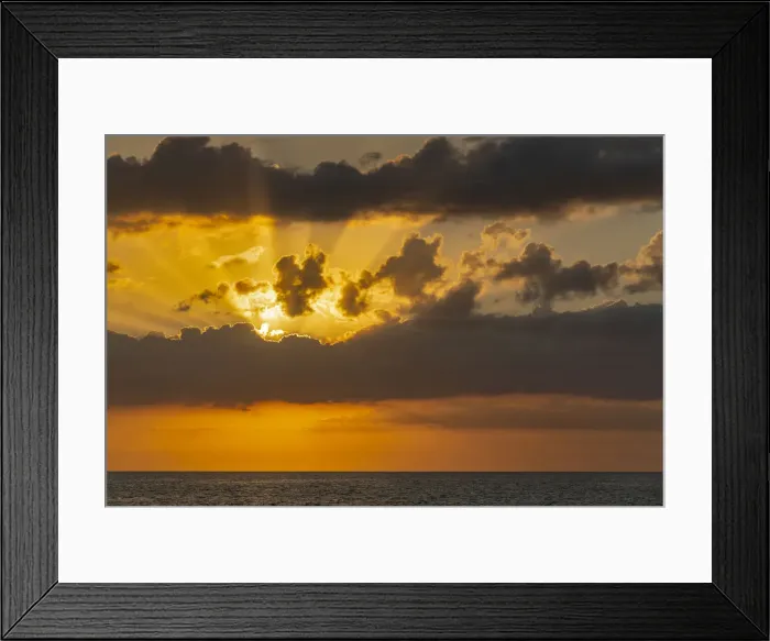 Framed Print : Sunset in clouds over ocean La Boca, Cuba Framed Print : Sunset in clouds over ocean La Boca, Cuba