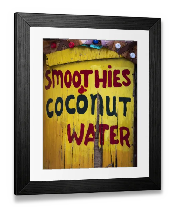 Framed Print : Caribbean, Grenada, Island of Carriacou. Vendor sign close-up
