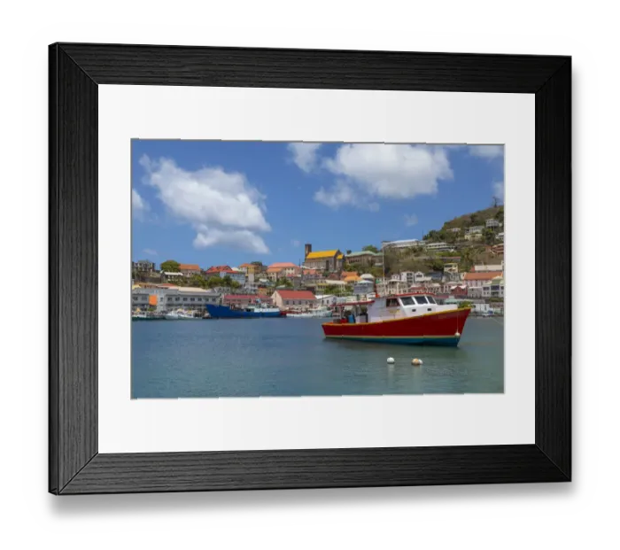 Framed Print : Caribbean, Grenada, St. George s. Boats in The Carenage harbor