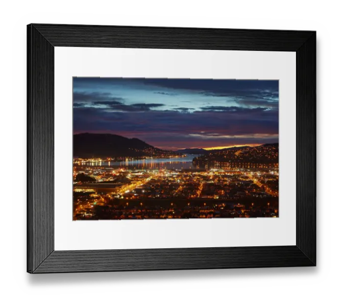 Framed Print : City lights, South Dunedin and Otago Harbor, Dunedin, South Island, New Zealand Framed Print : City lights, South Dunedin and Otago Harbor, Dunedin, South Island, New Zealand