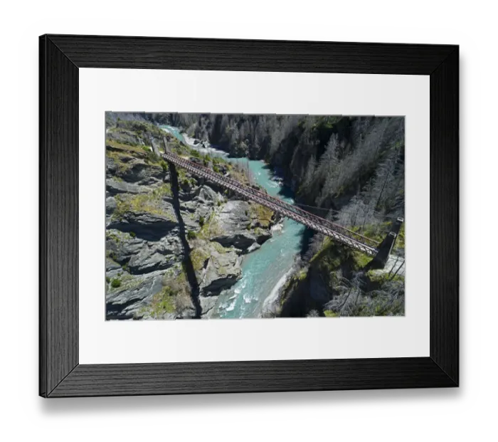 Framed Print : Historic Skippers Suspension Bridge (1901), above Shotover River, Skippers Canyon Framed Print : Historic Skippers Suspension Bridge (1901), above Shotover River, Skippers Canyon