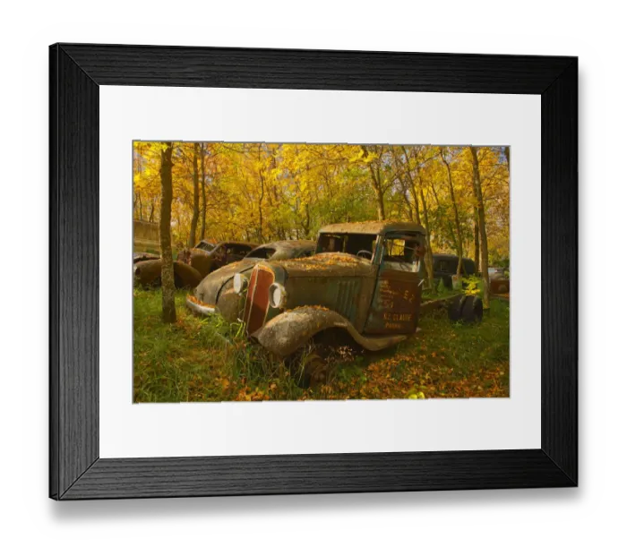 Framed Print : Canada, Manitoba, St. Lupicin. Vintage old vehicles in wrecking yard Framed Print : Canada, Manitoba, St. Lupicin. Vintage old vehicles in wrecking yard