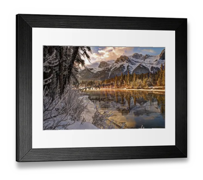 Framed Print : Bow river makes its icy way through Canmore, Canada Framed Print : Bow river makes its icy way through Canmore, Canada