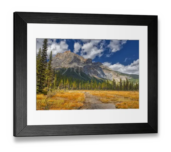 Framed Print : Canada, Alberta, Yoho National Park. The President Range mountain and water landscape