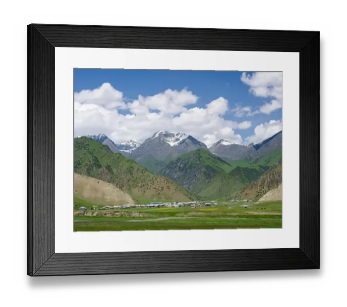 Framed Print : Landscape along the Pamir Highway. The mountain range Tian Shan or Heavenly Mountains Framed Print : Landscape along the Pamir Highway. The mountain range Tian Shan or Heavenly Mountains