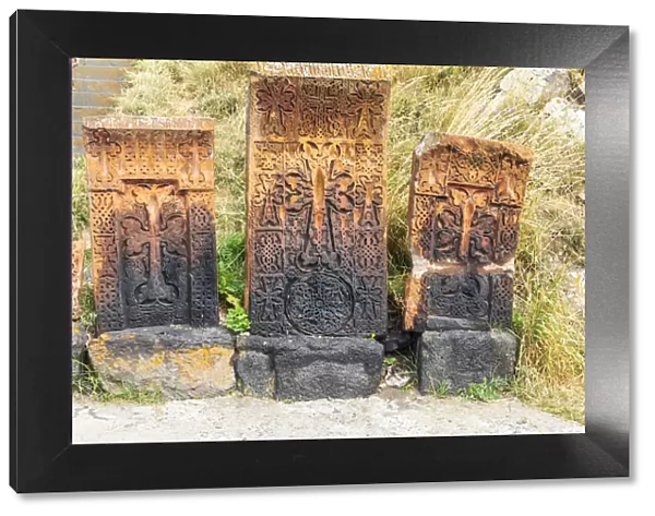 Armenia, Sevan. Sevanavank. 9th century Monastery complex. Stone tablets