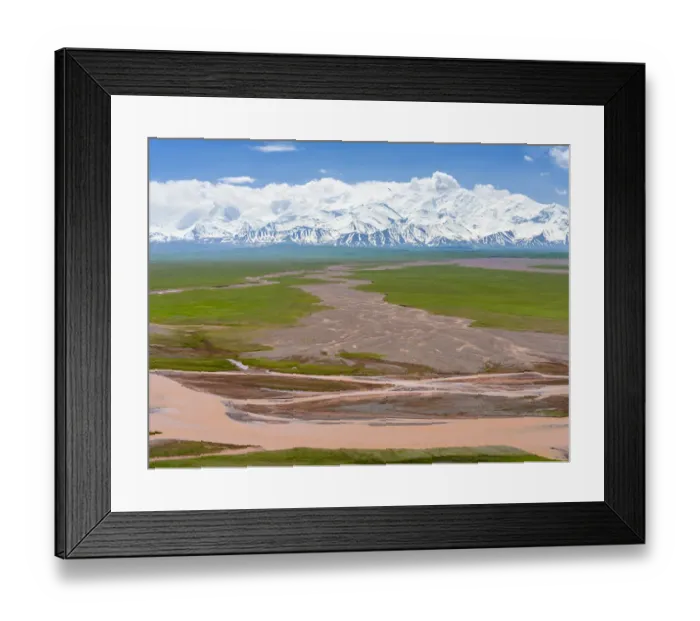 Framed Print : Alay Valley and the Trans-Alay Range in the Pamir Mountains. Central Asia, Kyrgyzstan